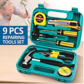 8 Pcs Professional Tool Kit Set with Box – Household Repair Tools Set with Hammer, Screwdrivers, Pliers, Measuring Tape | Home & Car Repair Toolkit